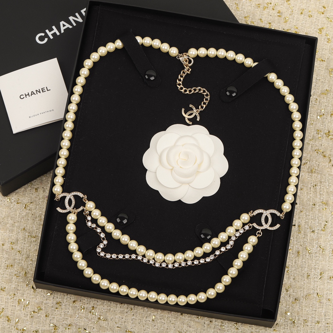 Chanel Multi - Strand Pearl & Crystal - Embellished CC Chain Belt