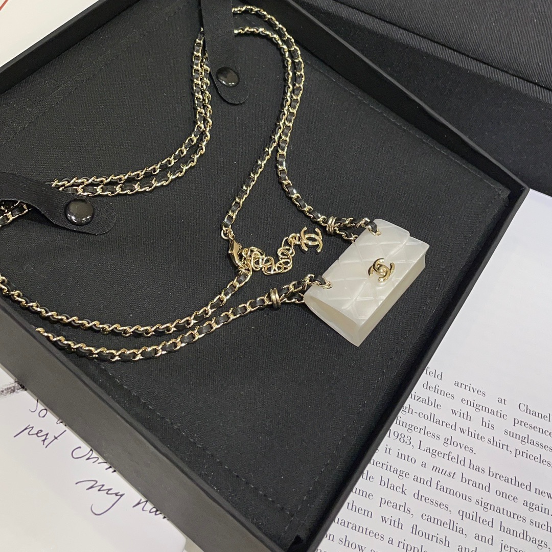 Chanel Quilted CC Pendant Double - Chain Necklace