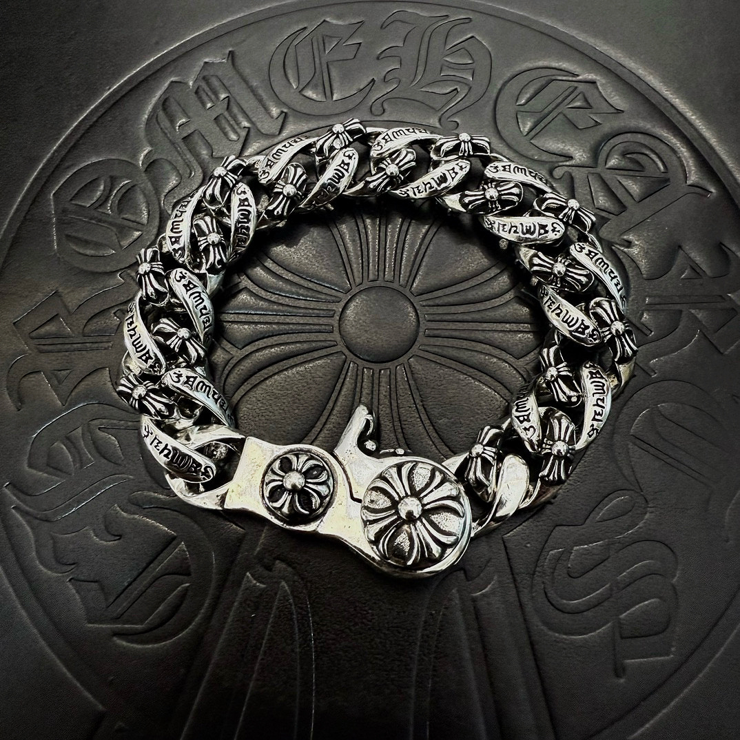 Chrome Hearts 925S Silver Engraved Chain Bracelet CH - SSECB430