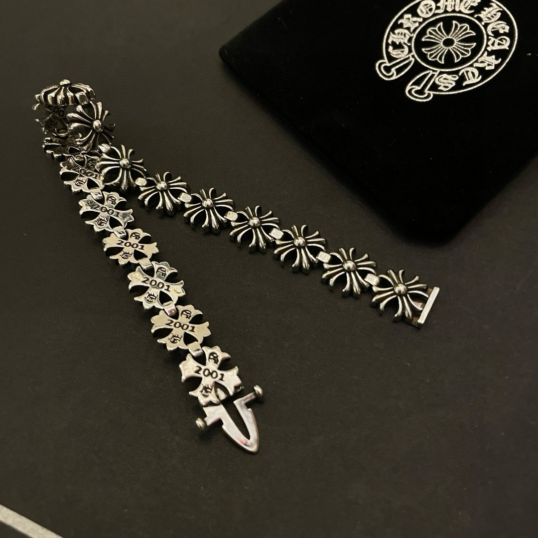 Chrome Hearts 925S Silver Cross & Dagger Chain Bracelet CH - SSCDCB429