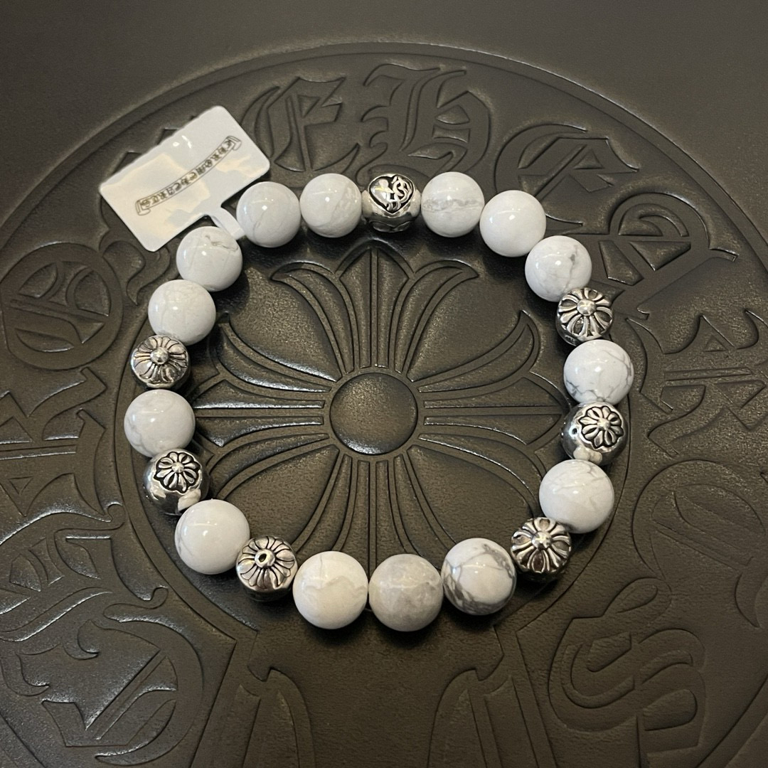 Chrome Hearts 925S Silver - Accented Howlite Bead Bracelet CH - SAHB425