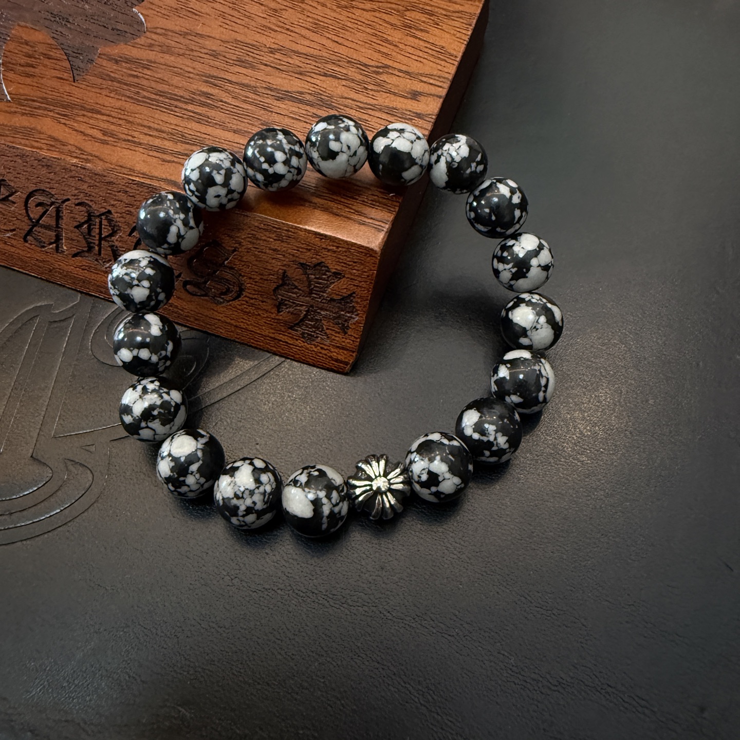 Chrome Hearts 925S Silver - Accented Zebra Jasper Bead Bracelet CH - SAZJB424
