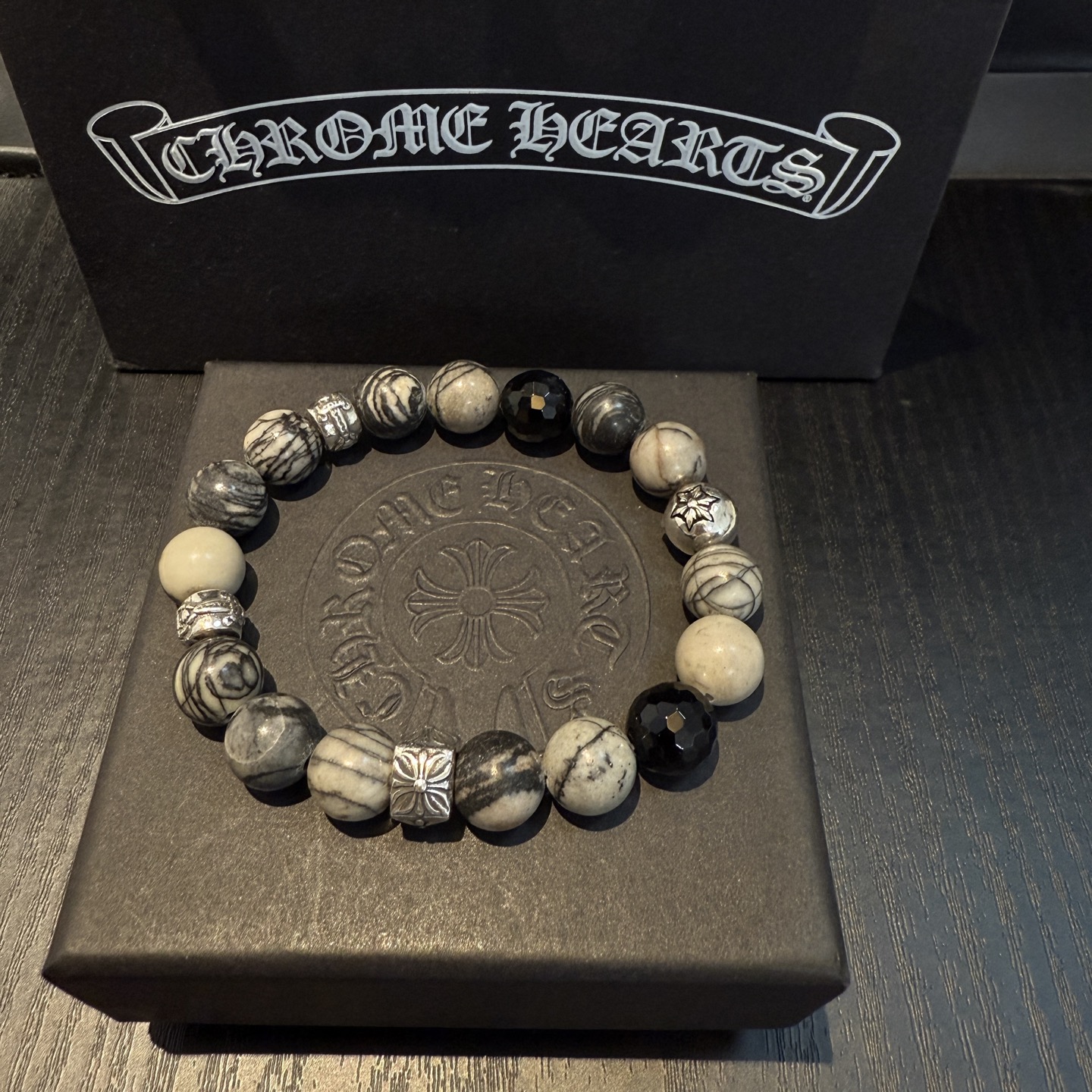 Chrome Hearts 925S Silver - Accented Mixed Gemstone Bead Bracelet CH - SAMGB407