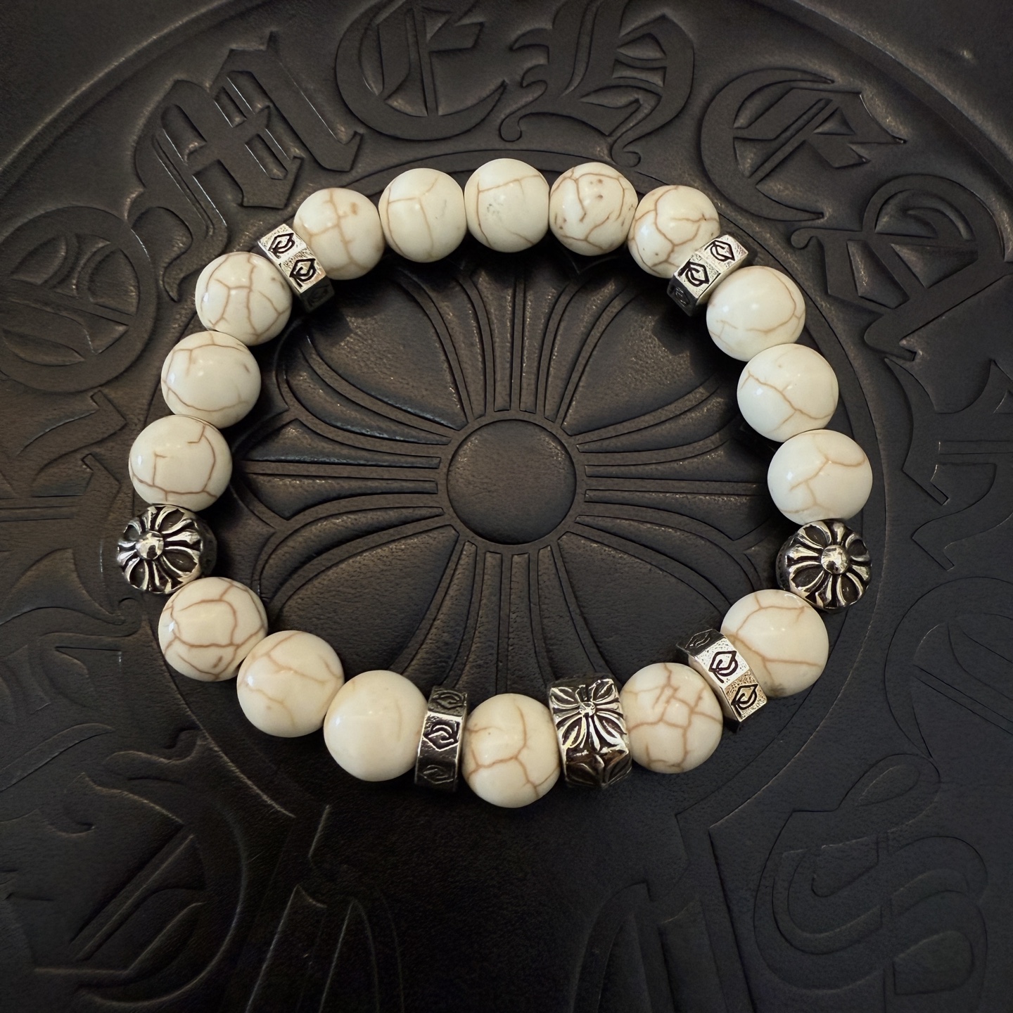 Chrome Hearts 925S Silver - Accented White Howlite Bead Bracelet CH - SAWHB405