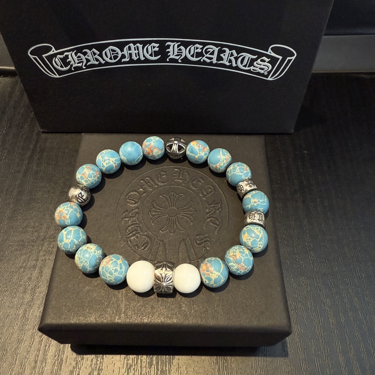 Chrome Hearts 925S Silver - Accented Multi - Gem Turquoise Bracelet CH - SAMTB404
