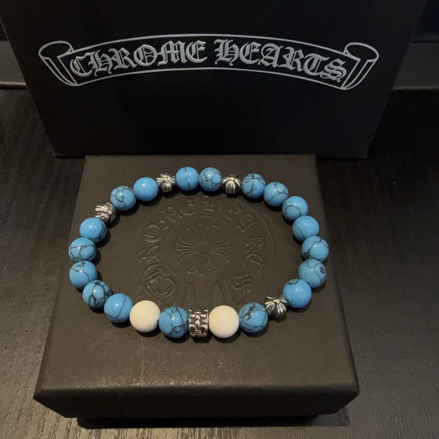 Chrome Hearts 925S Silver - Accented Multi - Gem Turquoise Bracelet CH - SAMTB389