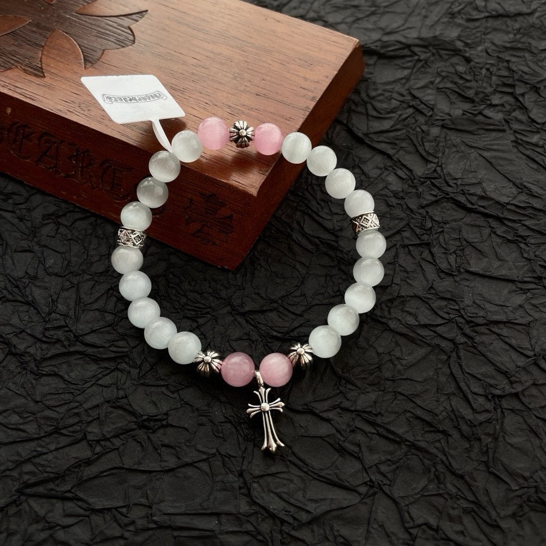 Chrome Hearts 925S Silver - Accented Multi - Gem Bead Bracelet CH - SAMGBB379
