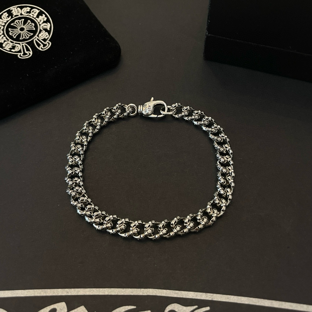 Chrome Hearts 925S Silver Double - Link Chain Bracelet CH - SDCB371