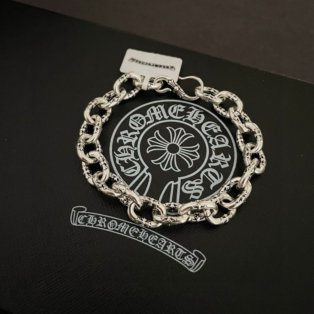 Chrome Hearts 925S Silver Engraved Link Bracelet CH - SE LinkB361