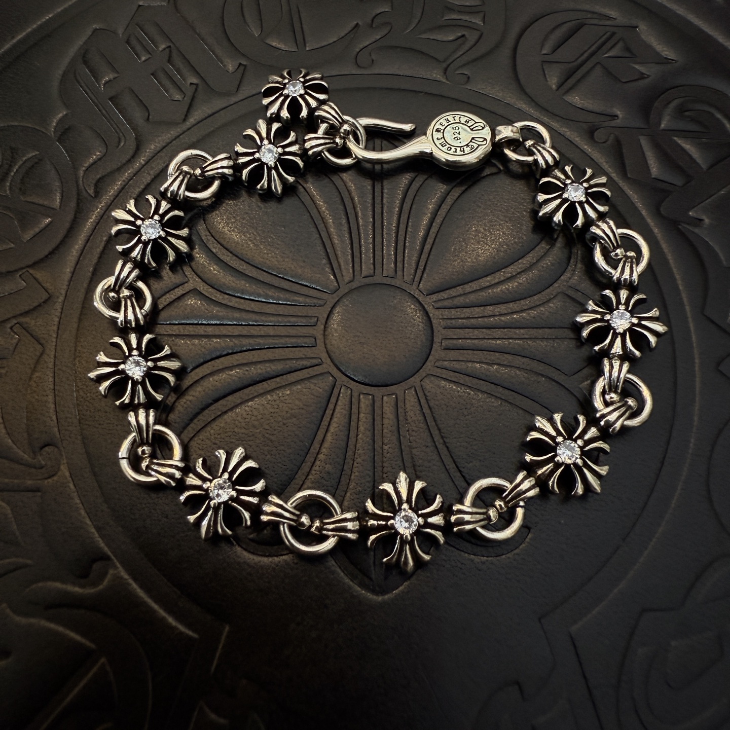 Chrome Hearts 925S Silver Diamond - Set Cross Bracelet CH - SDCB349