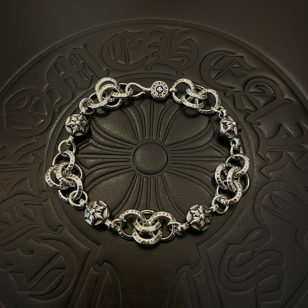 Chrome Hearts 925S Silver Linked Cross & Ring Bracelet CH - SLCRB340