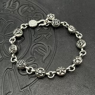 Chrome Hearts 925S Silver Engraved Charm Bracelet CH - SECB338