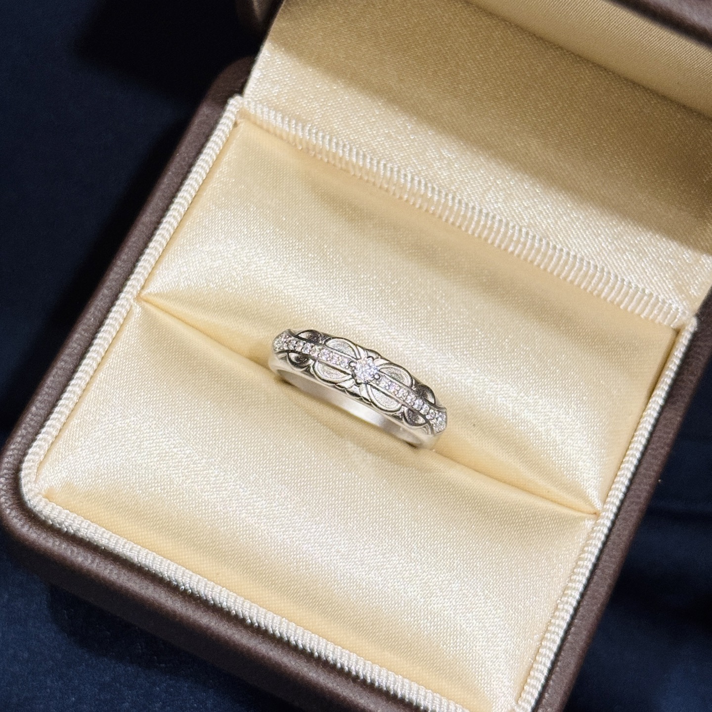 Chrome Hearts 925S Silver Engraved Diamond Ring CH - SEDR335
