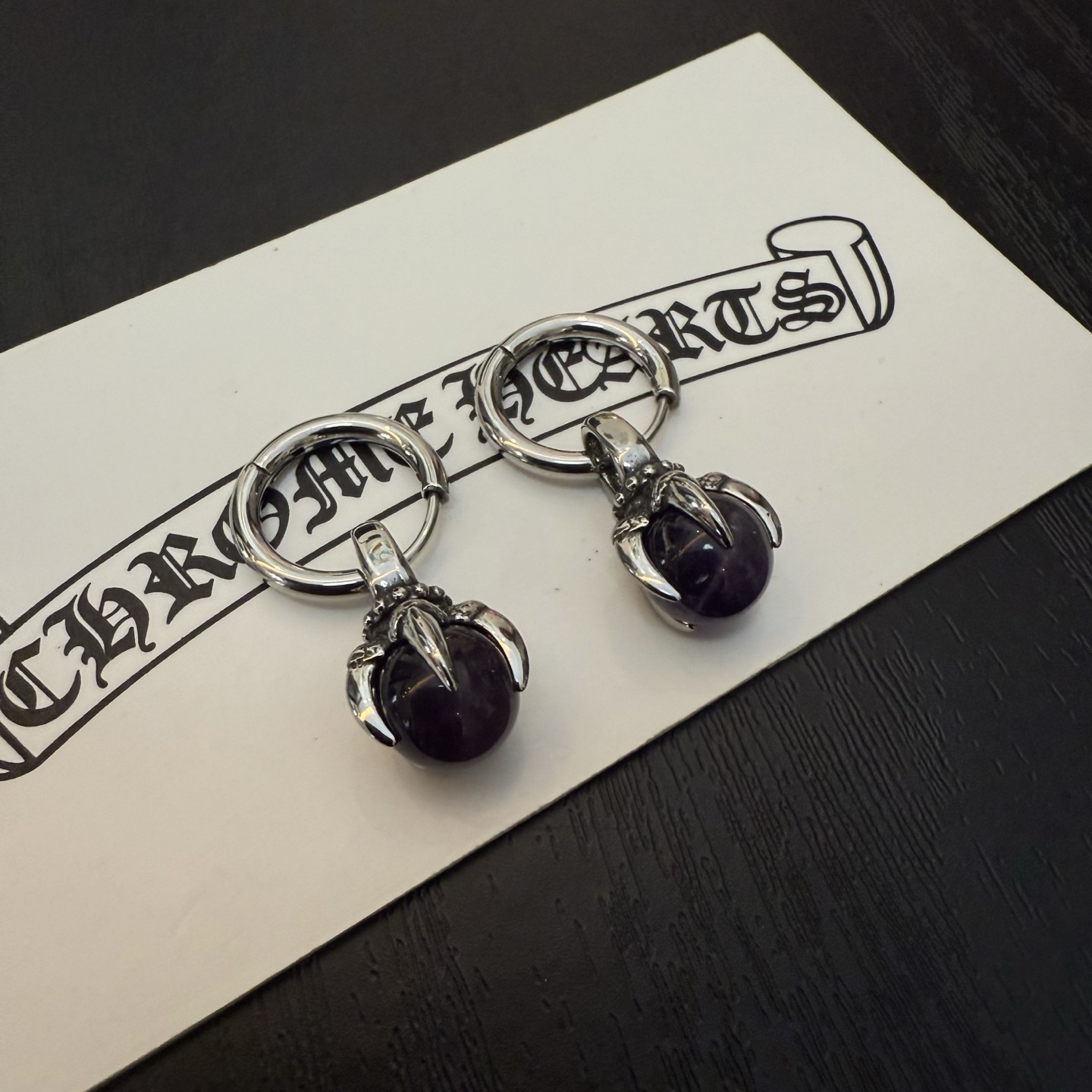 Chrome Hearts Amethyst - Claw Drop Earrings CH - ACE316