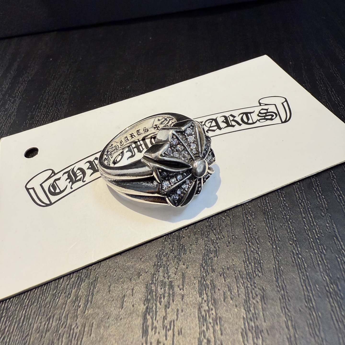 Chrome Hearts Cross - Shaped Ring with Crystal Embellishments CH - CS RCE314