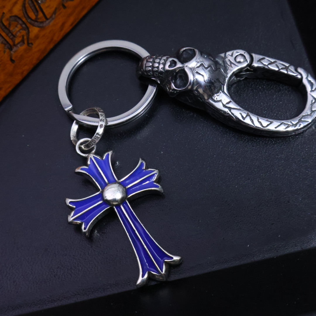Chrome Hearts Enamel Cross & Skull Keychain CH - ECSK294