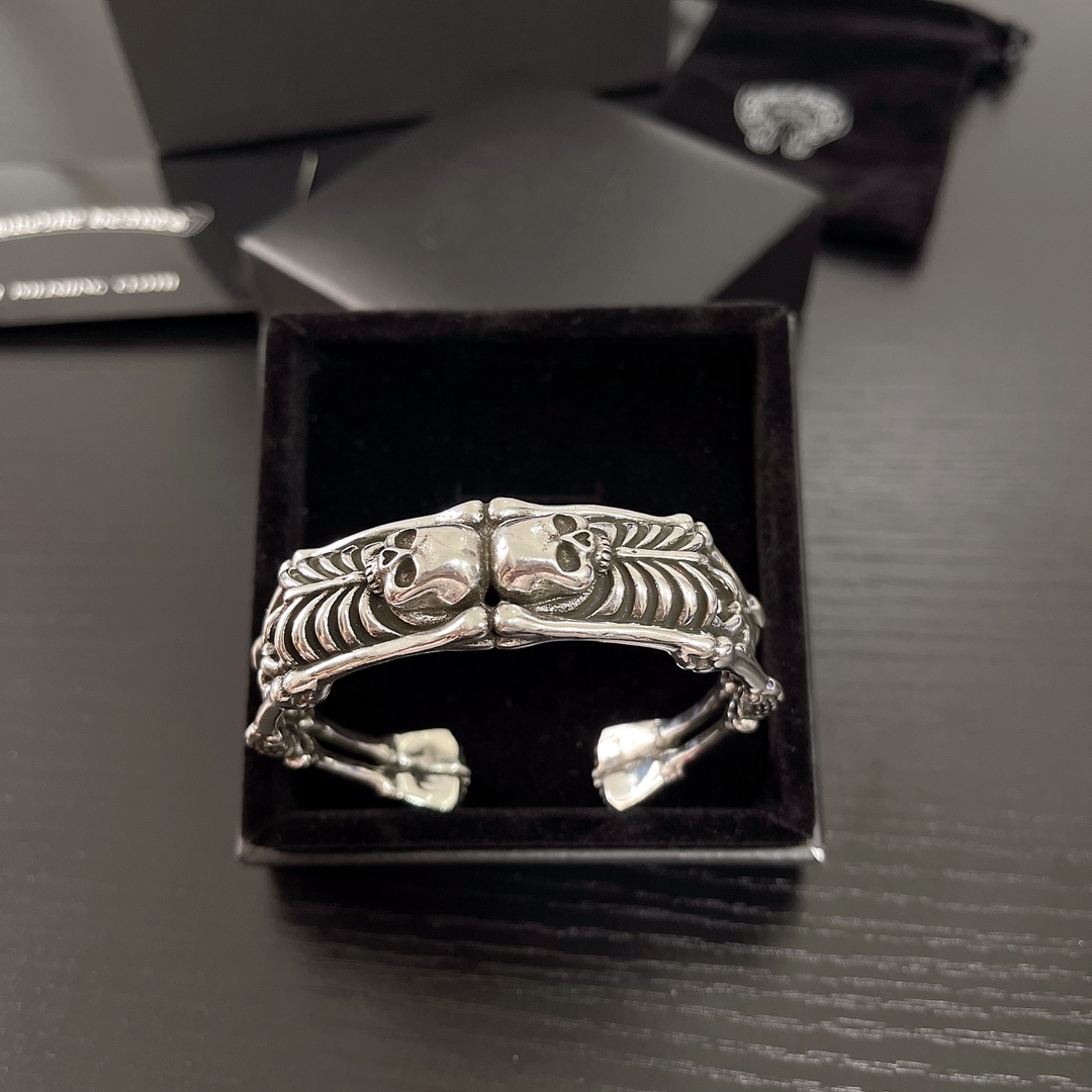 Chrome Hearts Double Skull Skeleton Cuff Bracelet CH - DSSCB286