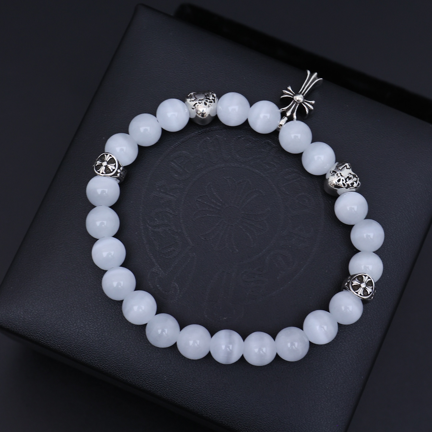 Chrome Hearts Gemstone Beaded Bracelet Set with Cross Charm CH - GBBSCC280