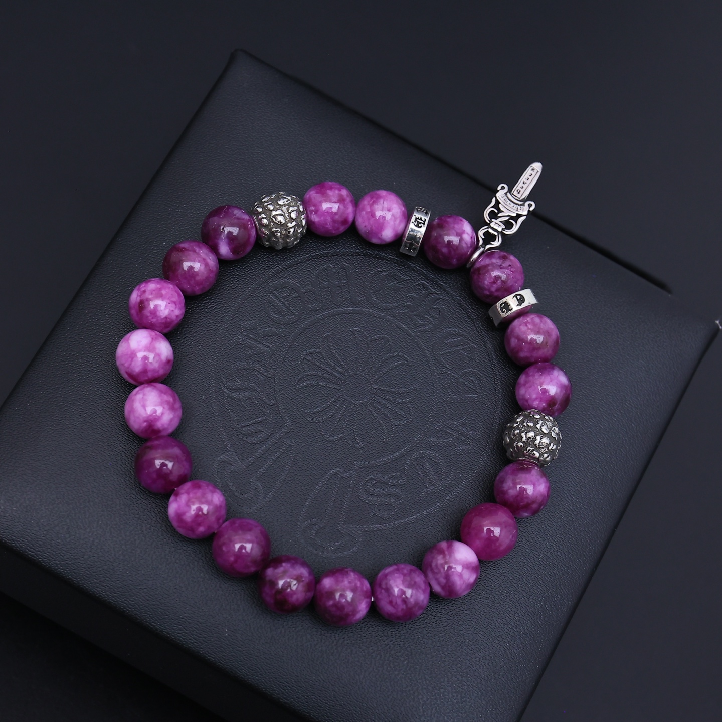 Chrome Hearts Gemstone Beaded Bracelet Set with Sword Charms CH - GBBSC279
