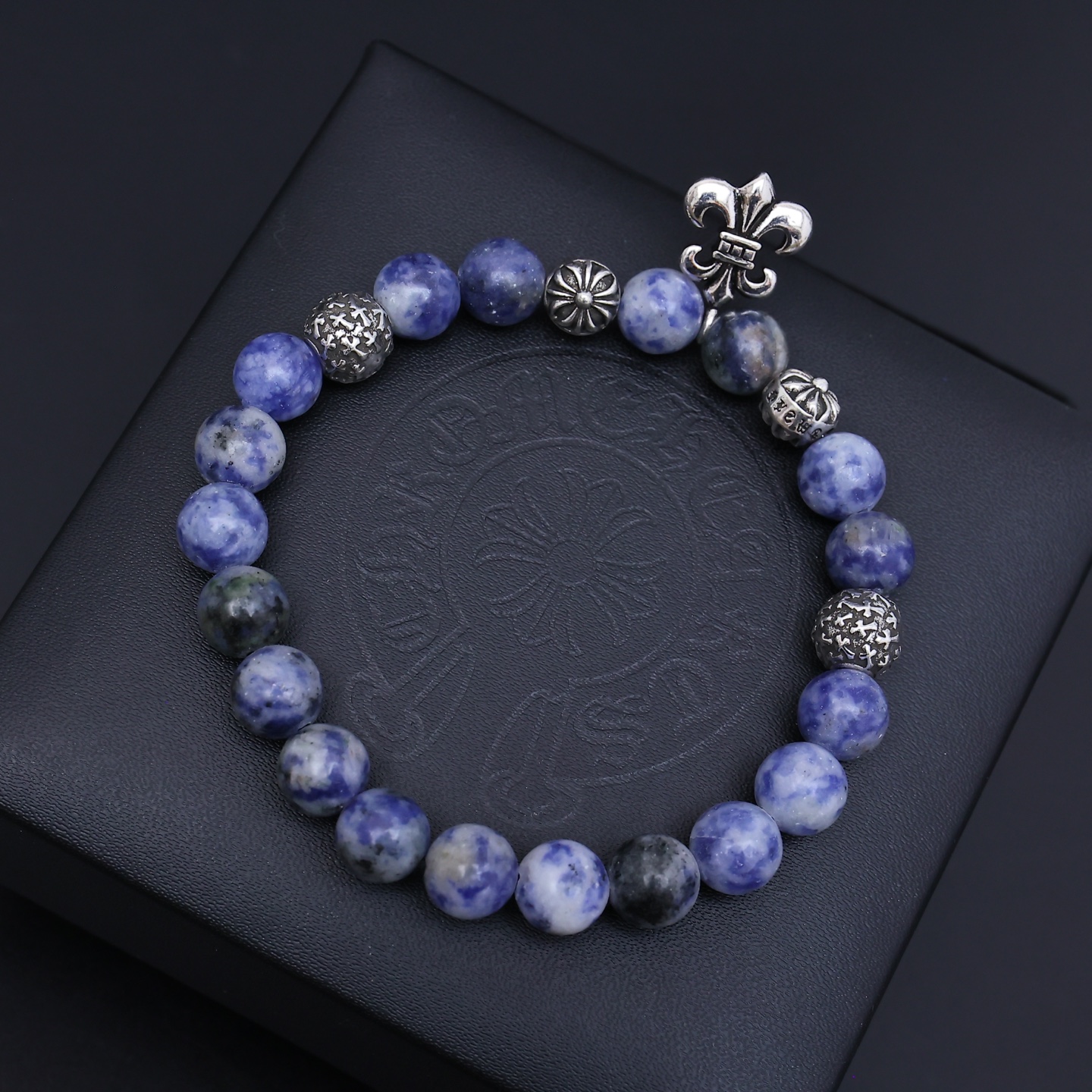 Chrome Hearts Gemstone Beaded Bracelet Set with Fleur - de - Lis Charms CH - GBBSFC271