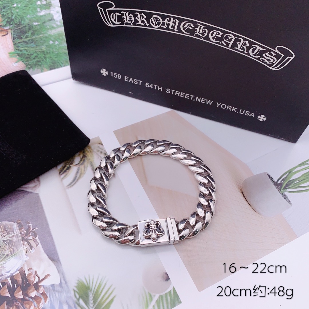 Chrome Hearts Fleur - de - Lis Clasp Chain Bracelet CH - FCCB267