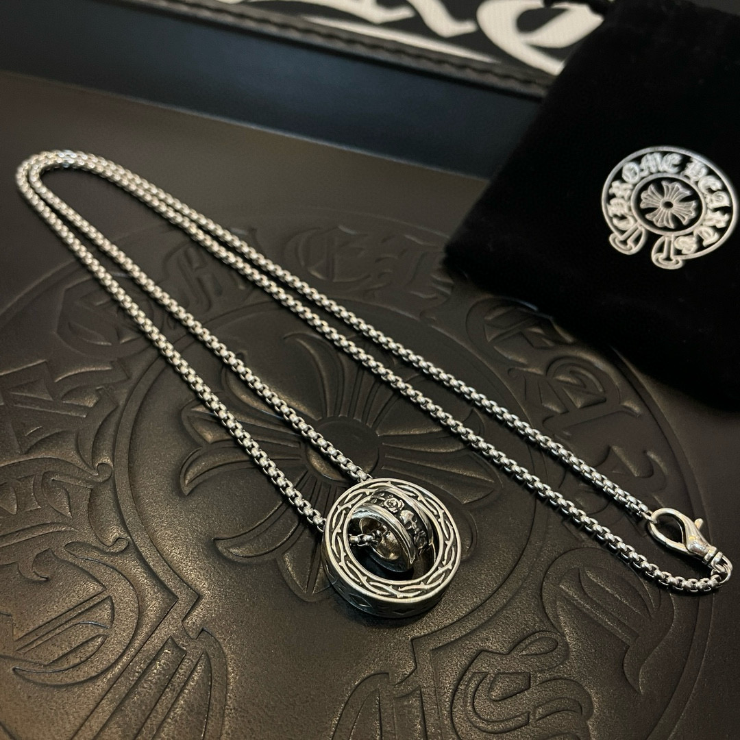 Chrome Hearts Rotating Charm Pendant Necklace - 925S Silver Chain CH - RCPN234