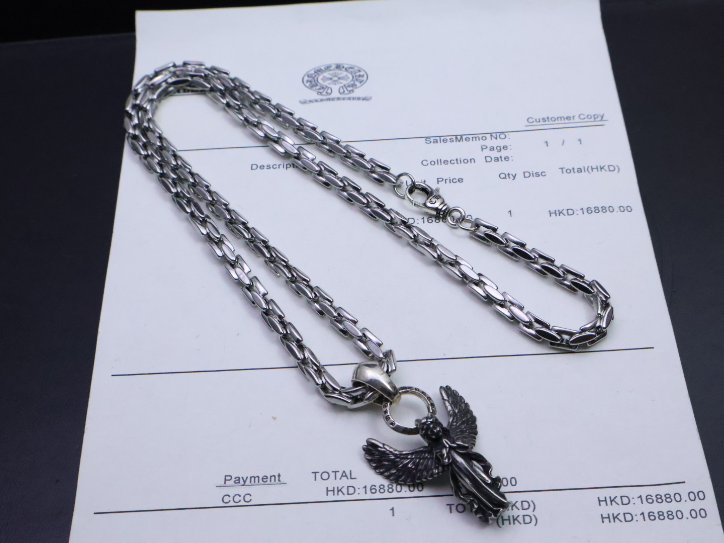 Chrome Hearts Praying Angel Pendant Necklace - 925S Silver Chain CH - PAPN181