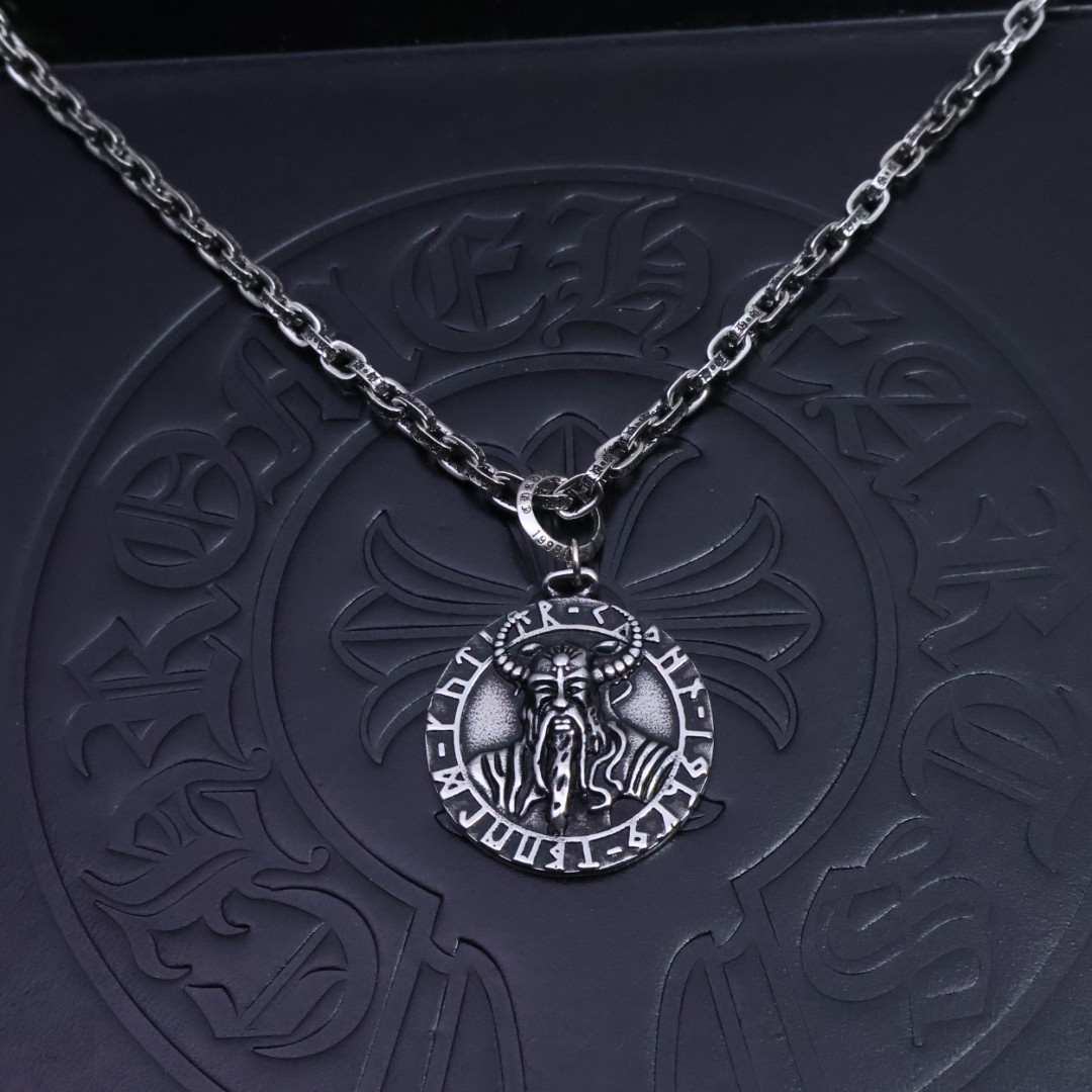 Chrome Hearts Norse Figure Pendant Necklace - Silver - Tone Chain CH - NFPN166
