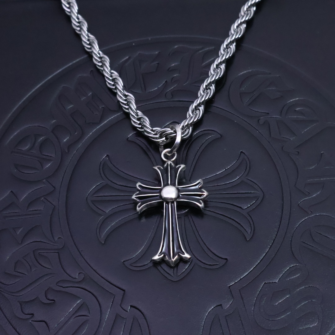 Chrome Hearts Cross Pendant Necklace - 925S Silver Rope - Chain Jewelry CH - CP56