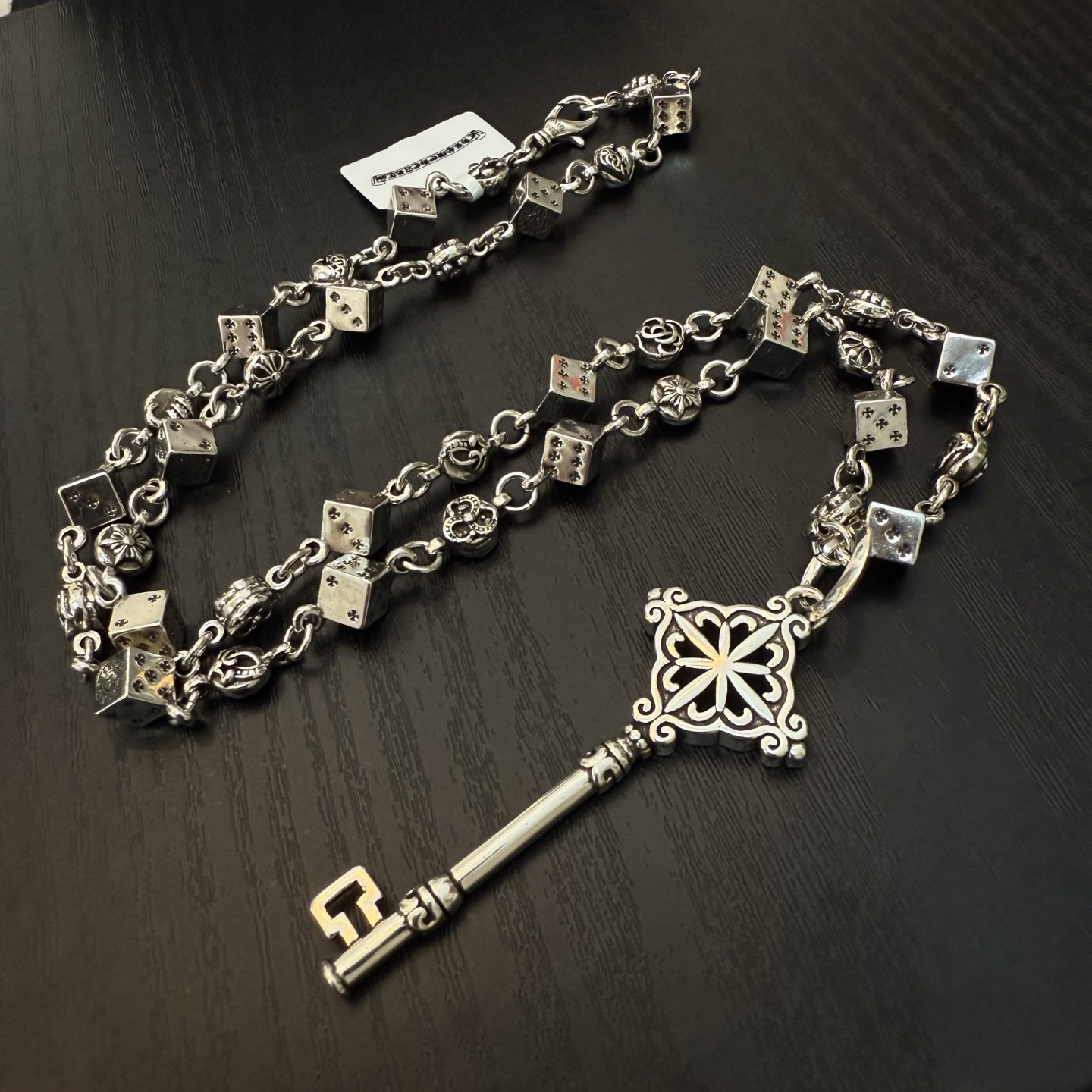 Chrome Hearts Dice & Key Pendant Necklace - 925S Silver Mixed - Charm Chain Jewelry CH - DK21