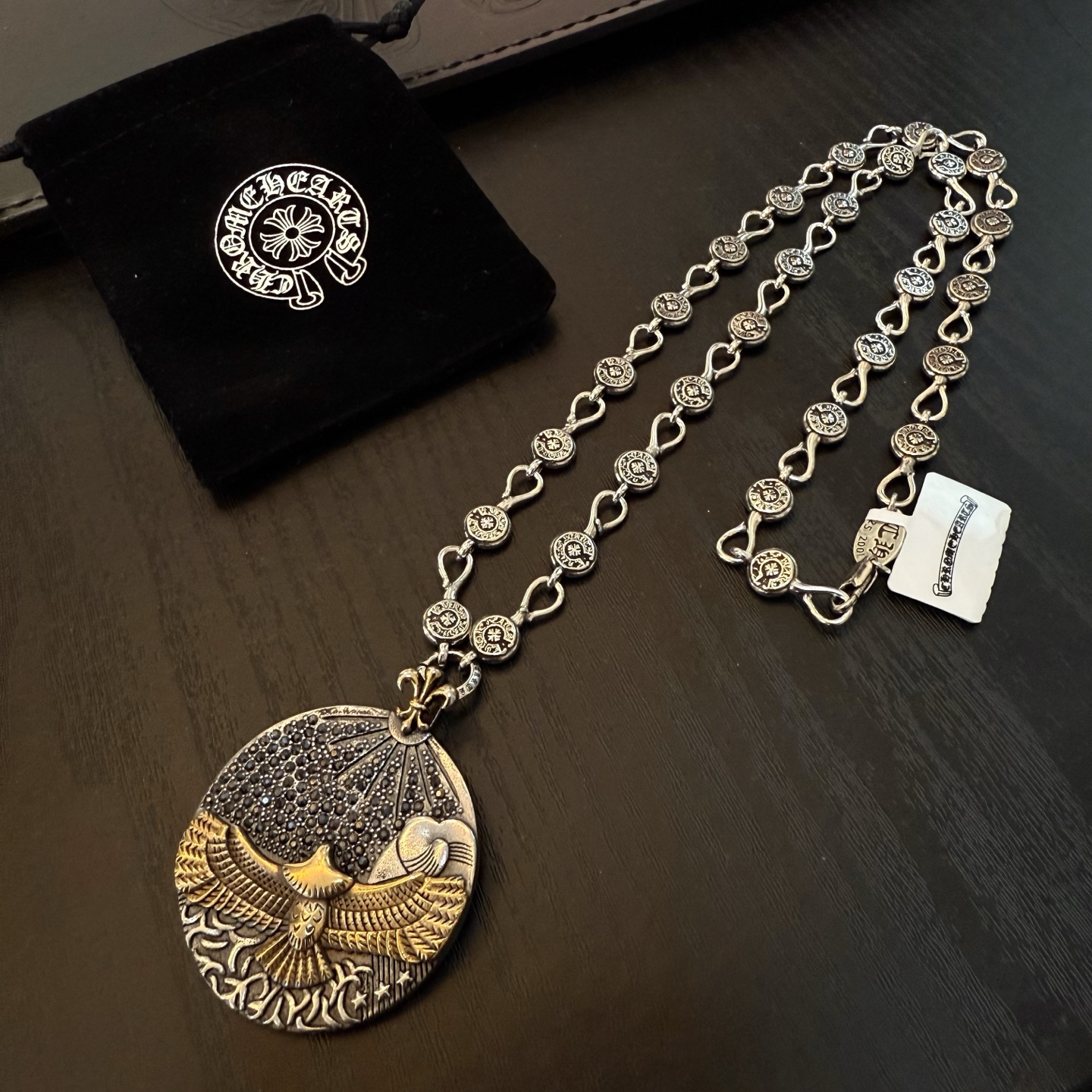 Chrome Hearts Eagle - Motif Medallion Pendant Necklace - 925S Silver & Gold - Tone Chain Jewelry CH - EM17