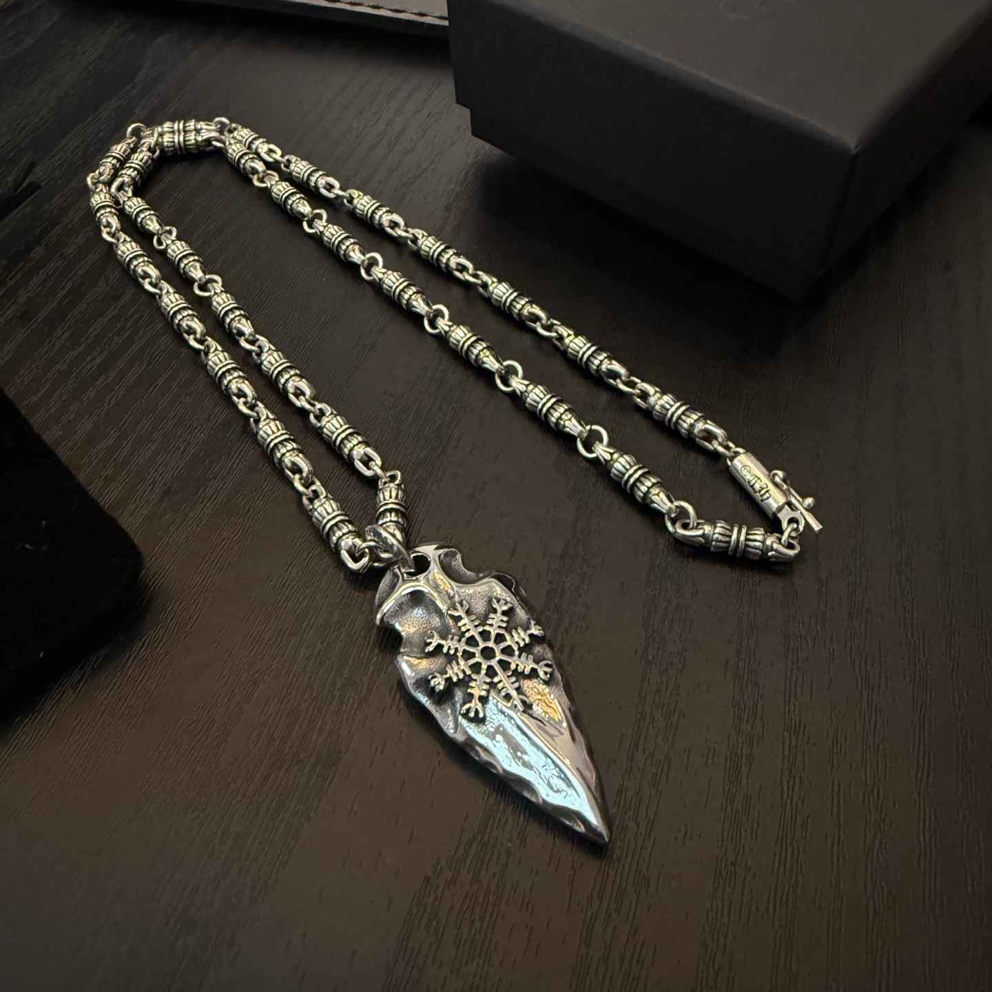 Chrome Hearts Snowflake Arrowhead Pendant Necklace - 925 Silver Gothic Chain Jewelry