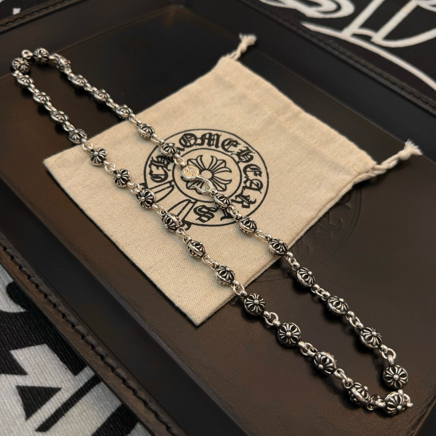 Chrome Hearts Sterling Silver Floral - Motif Link Chain Necklace CH - FL01