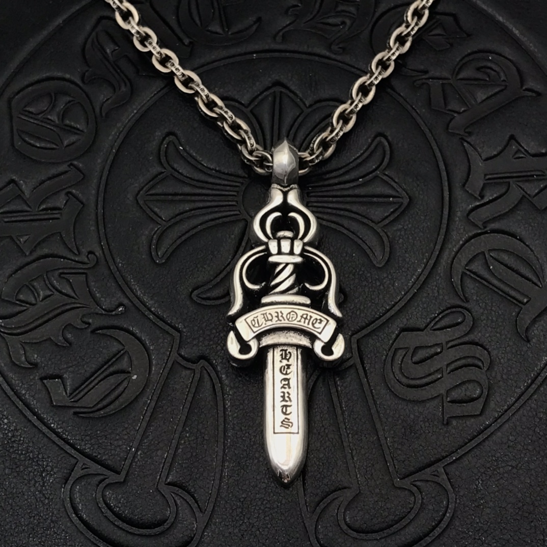Chrome Hearts Sterling Silver Dagger - Shaped Pendant Necklace CH - DAG01