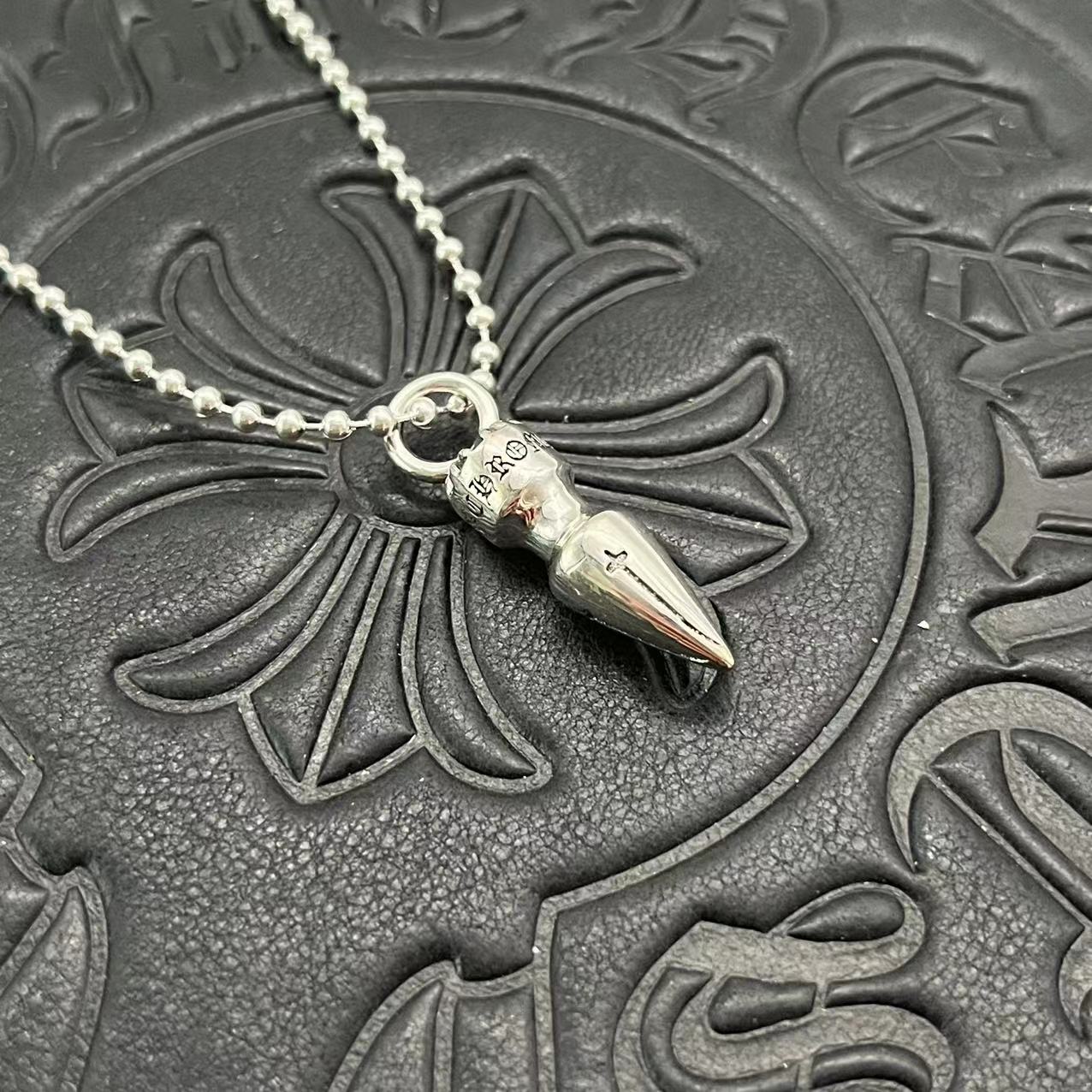 Chrome Hearts Sterling Silver Bullet - Shaped Pendant Necklace CH - BT01
