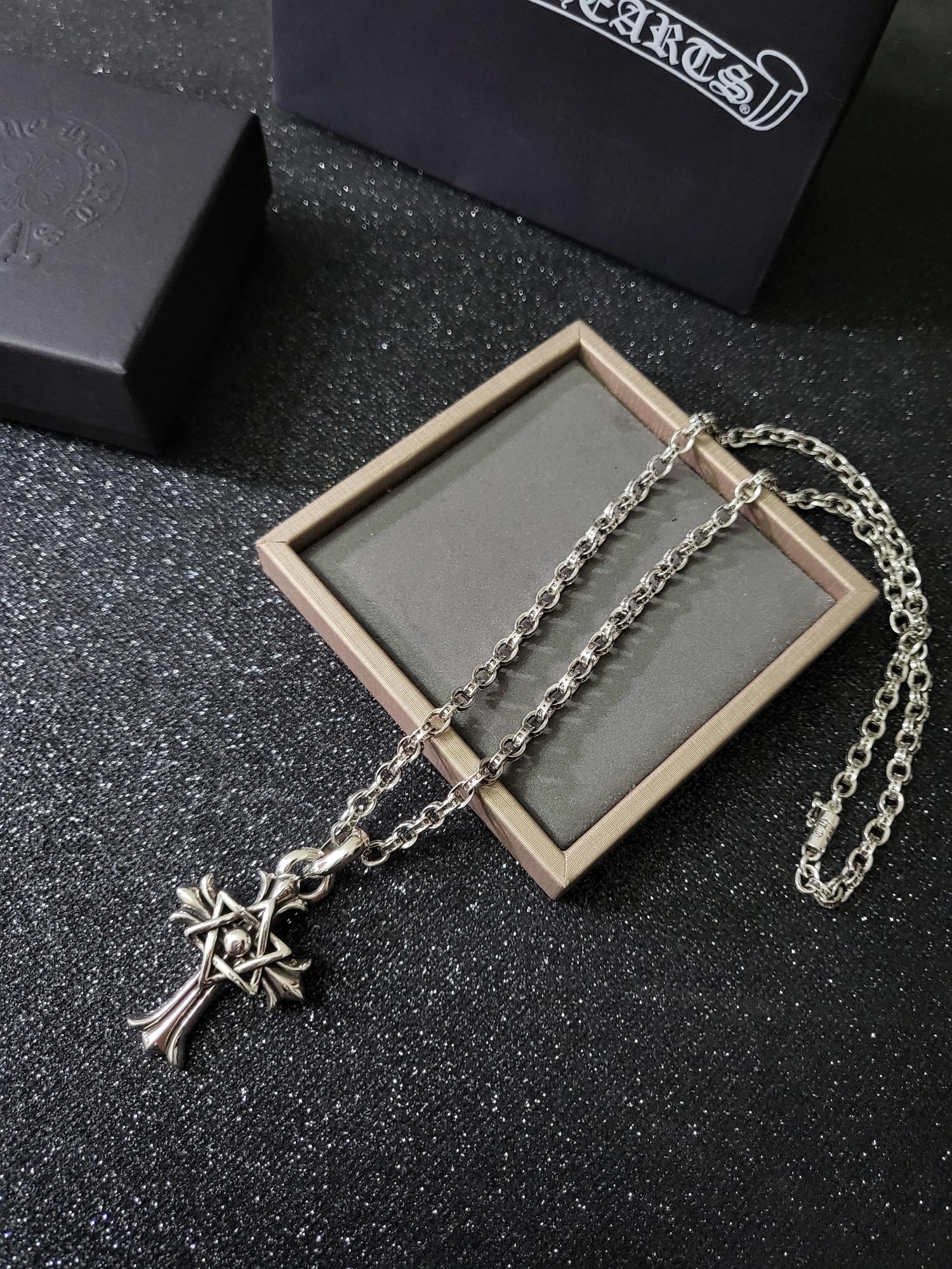 Chrome Hearts Sterling Silver Pentagram - Cross Pendant Necklace CH - PC01