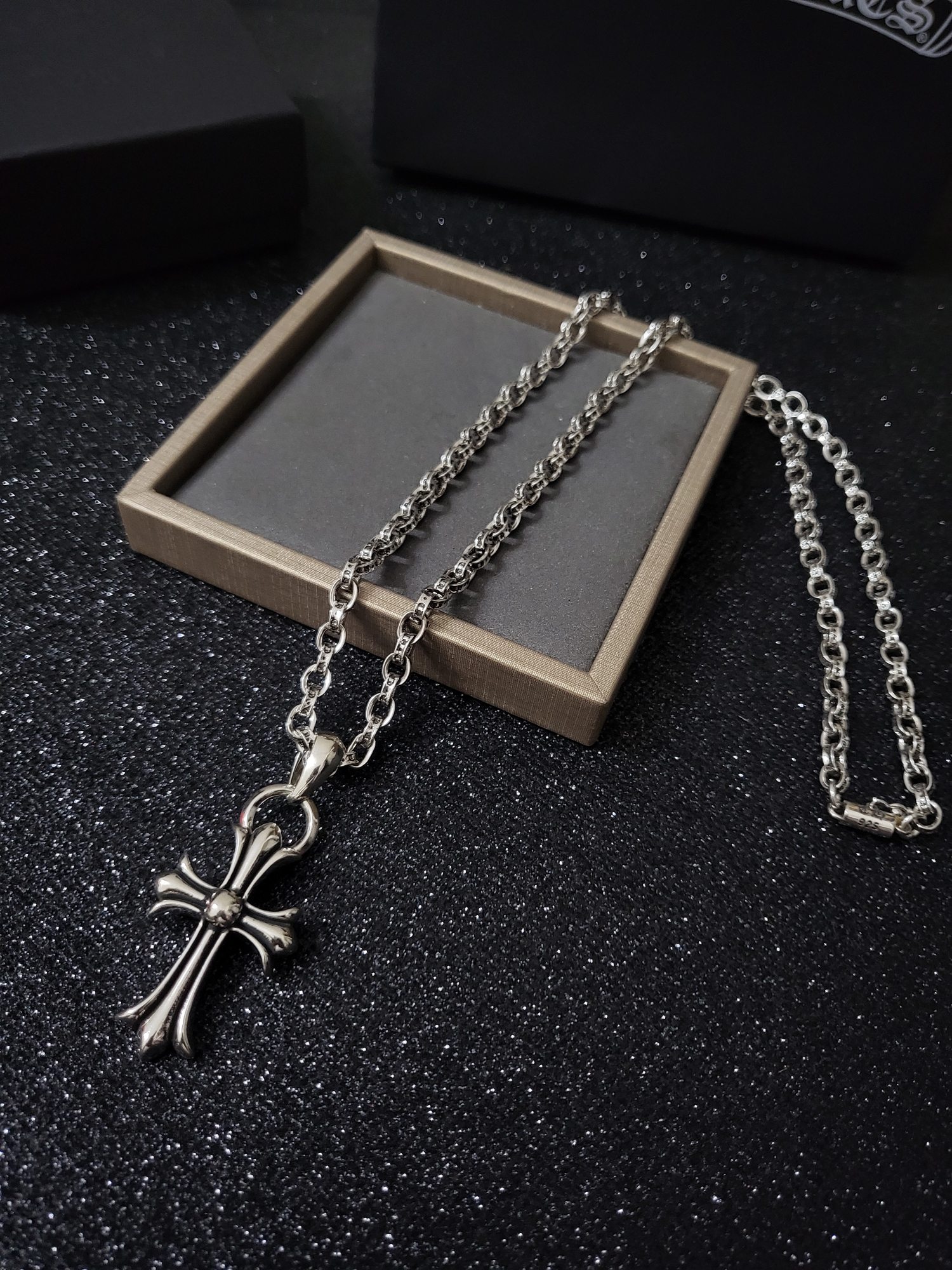 Chrome Hearts Sterling Silver Ornate Cross Pendant Necklace CH - CP08