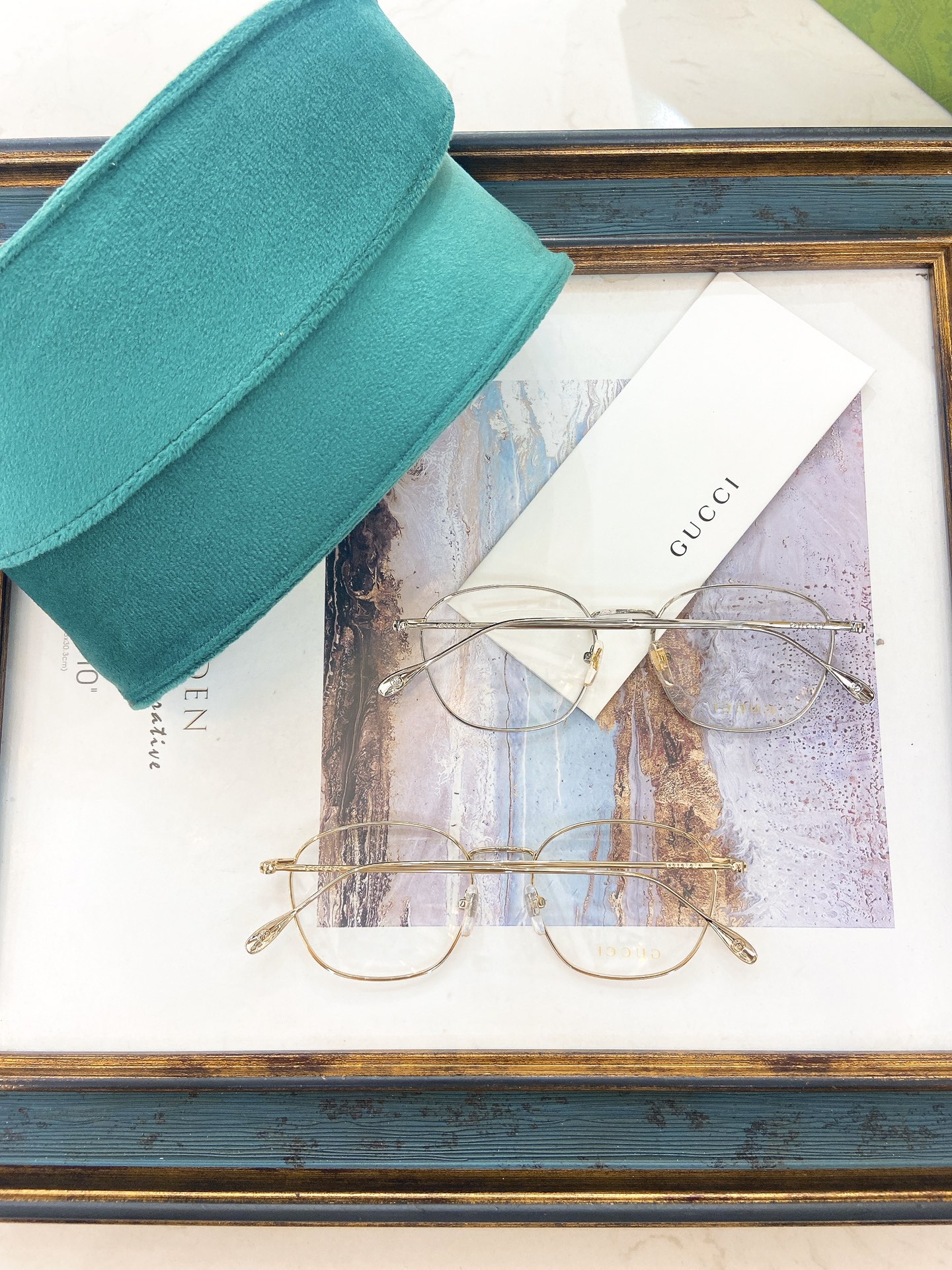 Gucci Round Metal Optical Eyeglasses with Gold Frame, Clear Prescription - Ready Lenses & Brand Detailing - GG1259O