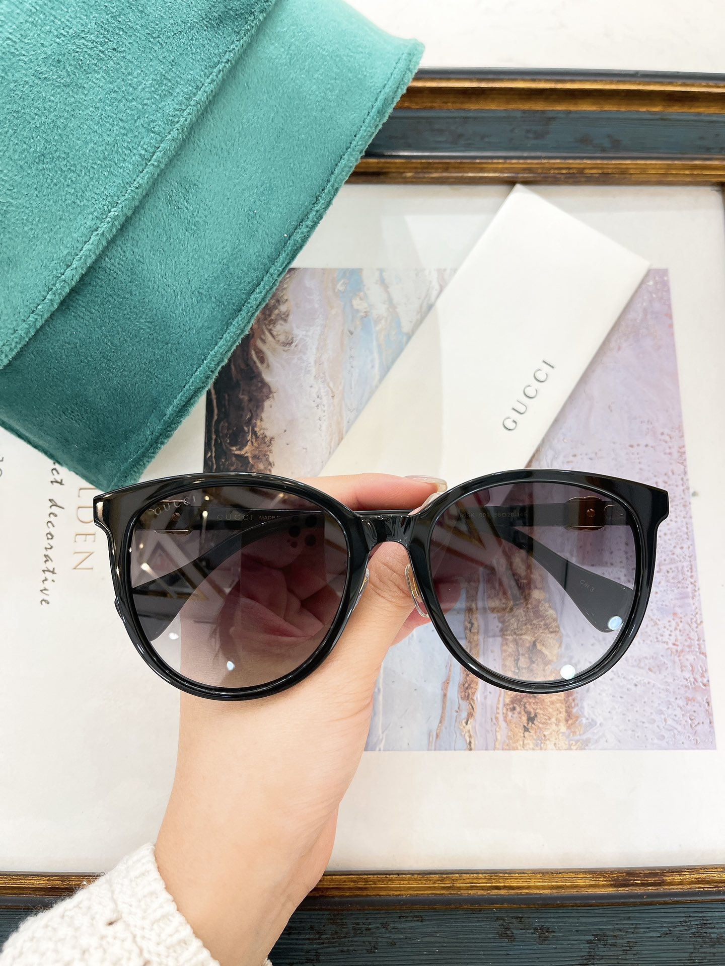 Gucci Oversized Round Acetate Sunglasses with Gradient Gray Lenses & Black Frame - GG1258S