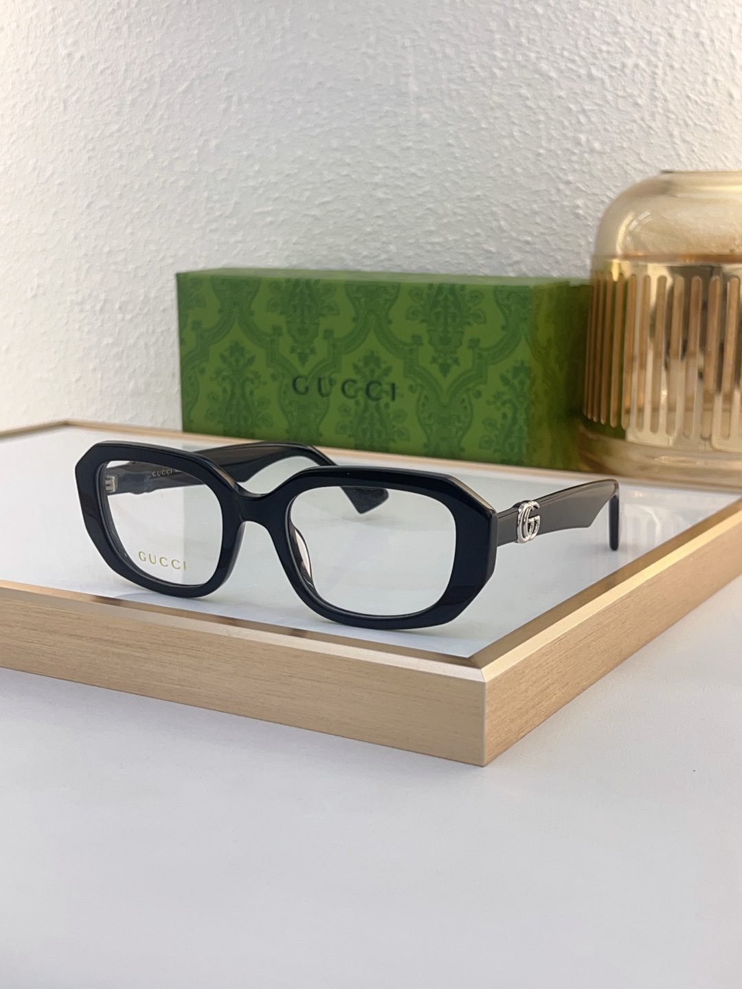 Gucci Square Acetate Optical Eyeglasses with Burgundy Frame, Silver Double G Accents & Prescription - Ready Lenses - GG1253O