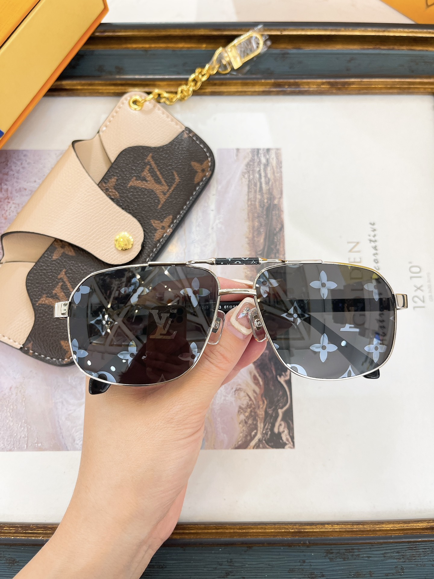 Louis Vuitton Z2130E Monogram Square Metal Sunglasses