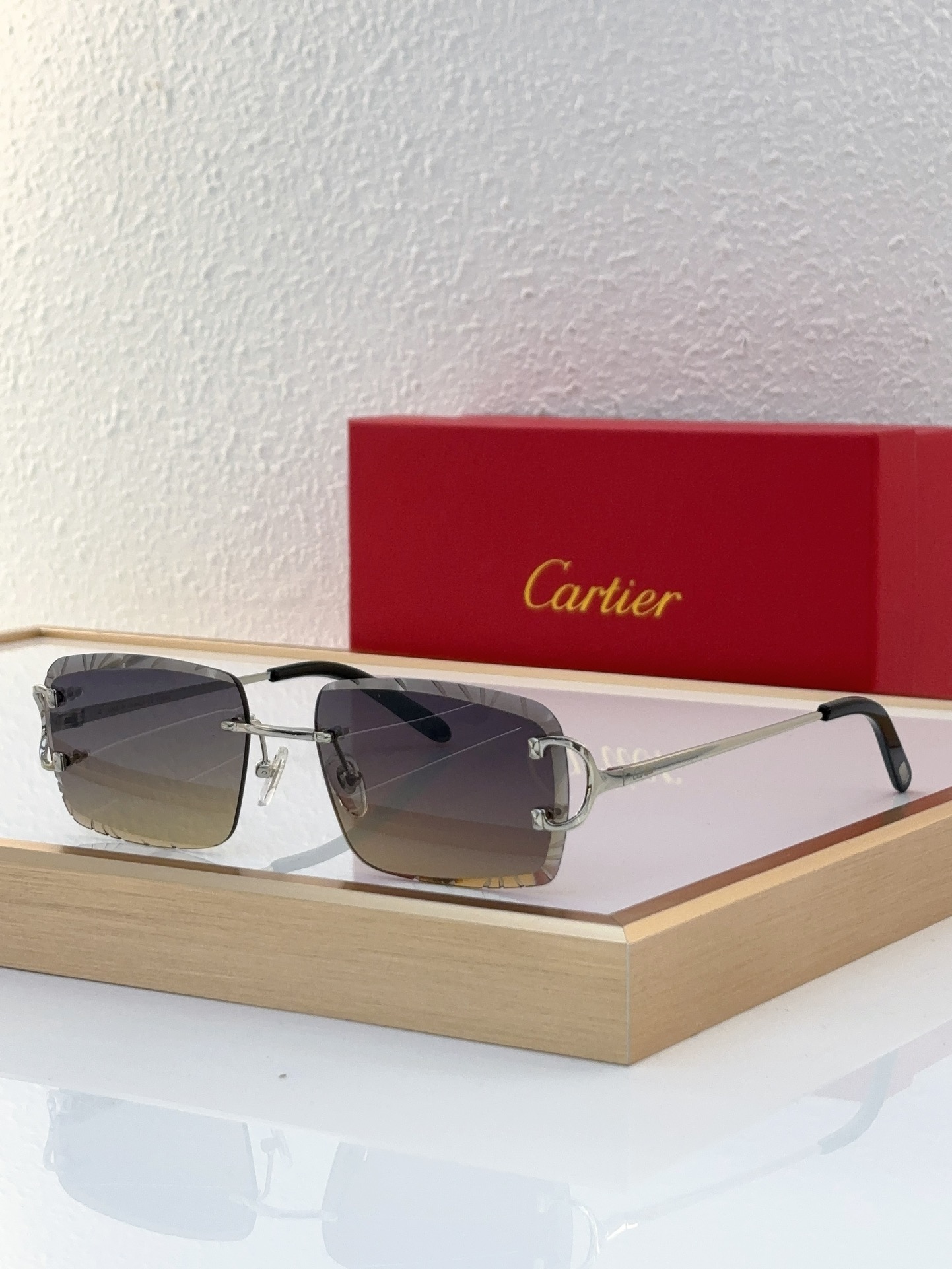 Cartier CT0668S Rimless Square Sunglasses