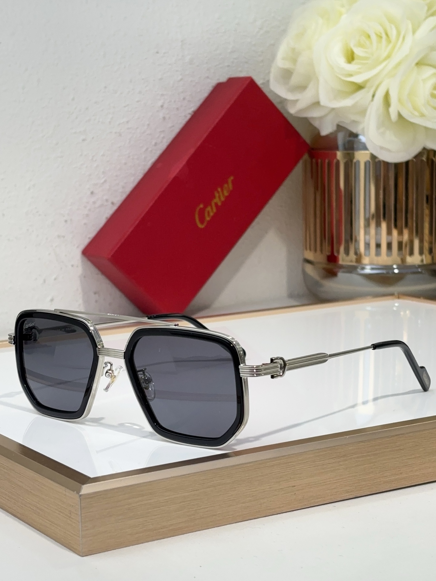 Cartier CT0663S Square Double - Bridge Sunglasses