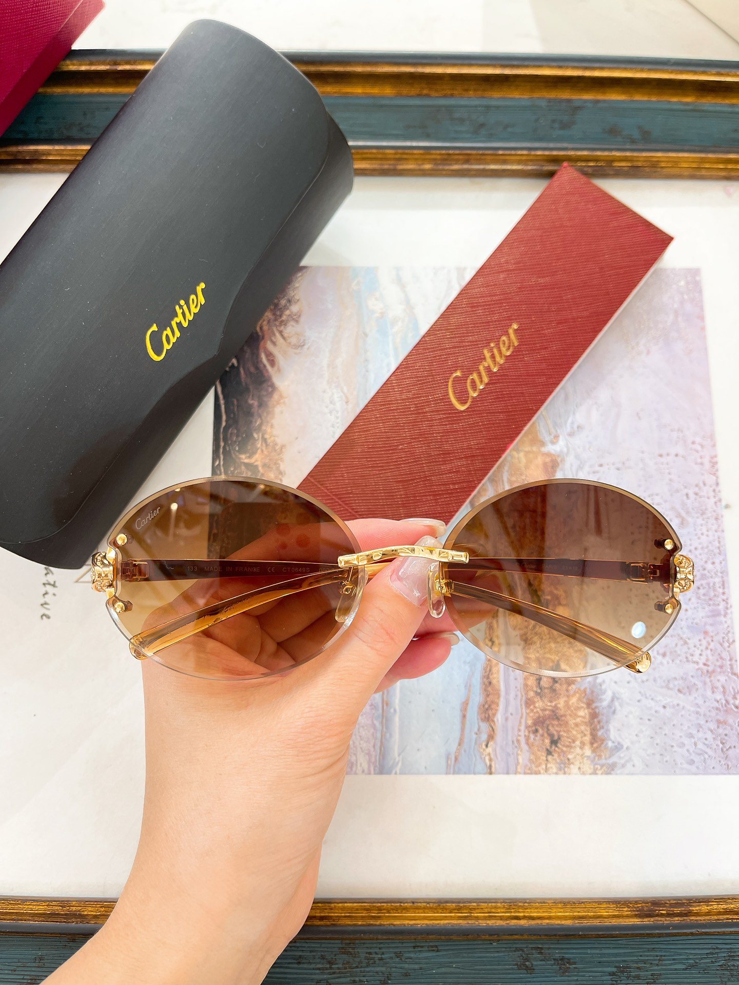 Cartier CT0646S Rimless Oval Sunglasses