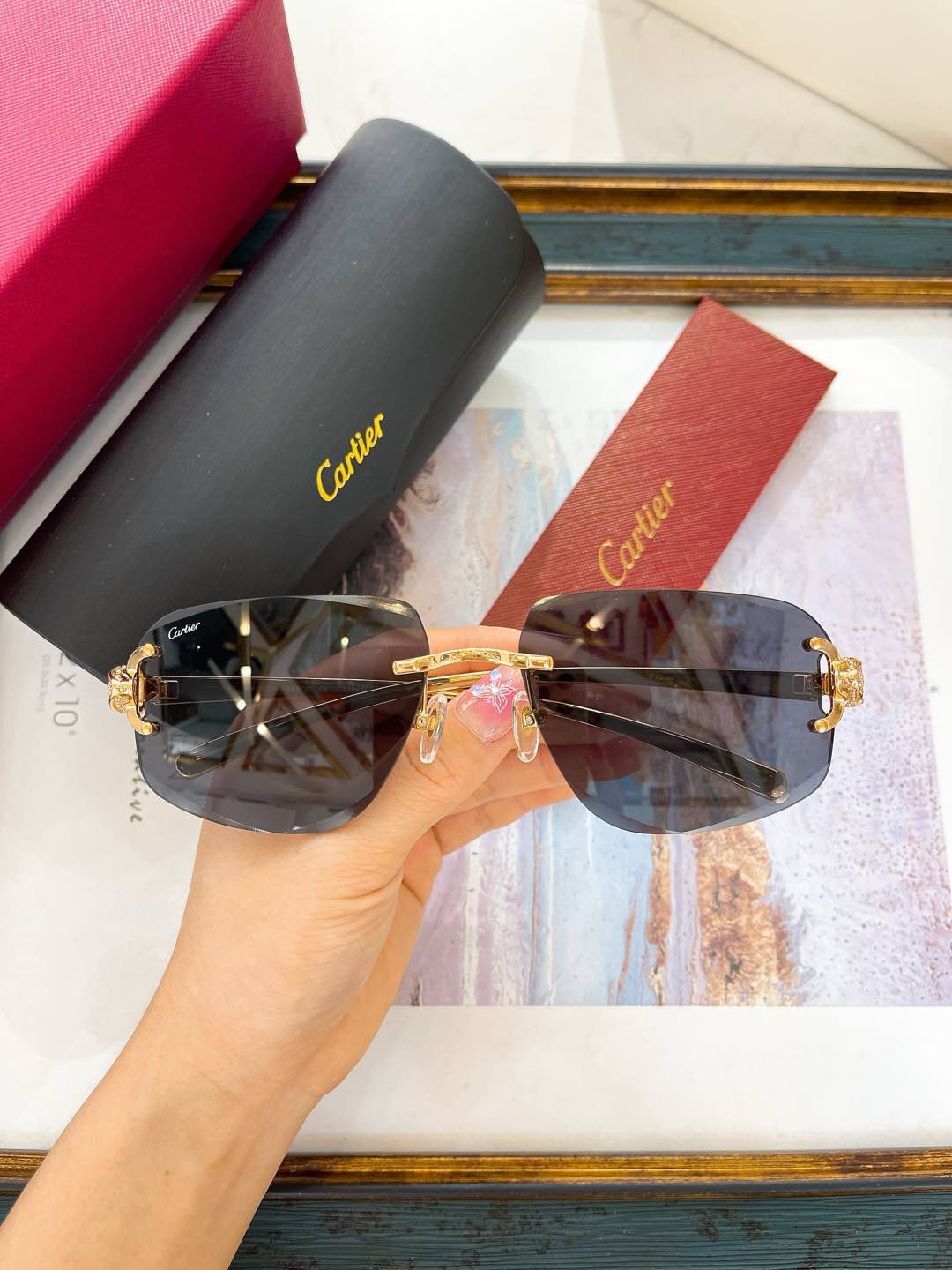 Cartier CT0640S Rimless Square Sunglasses