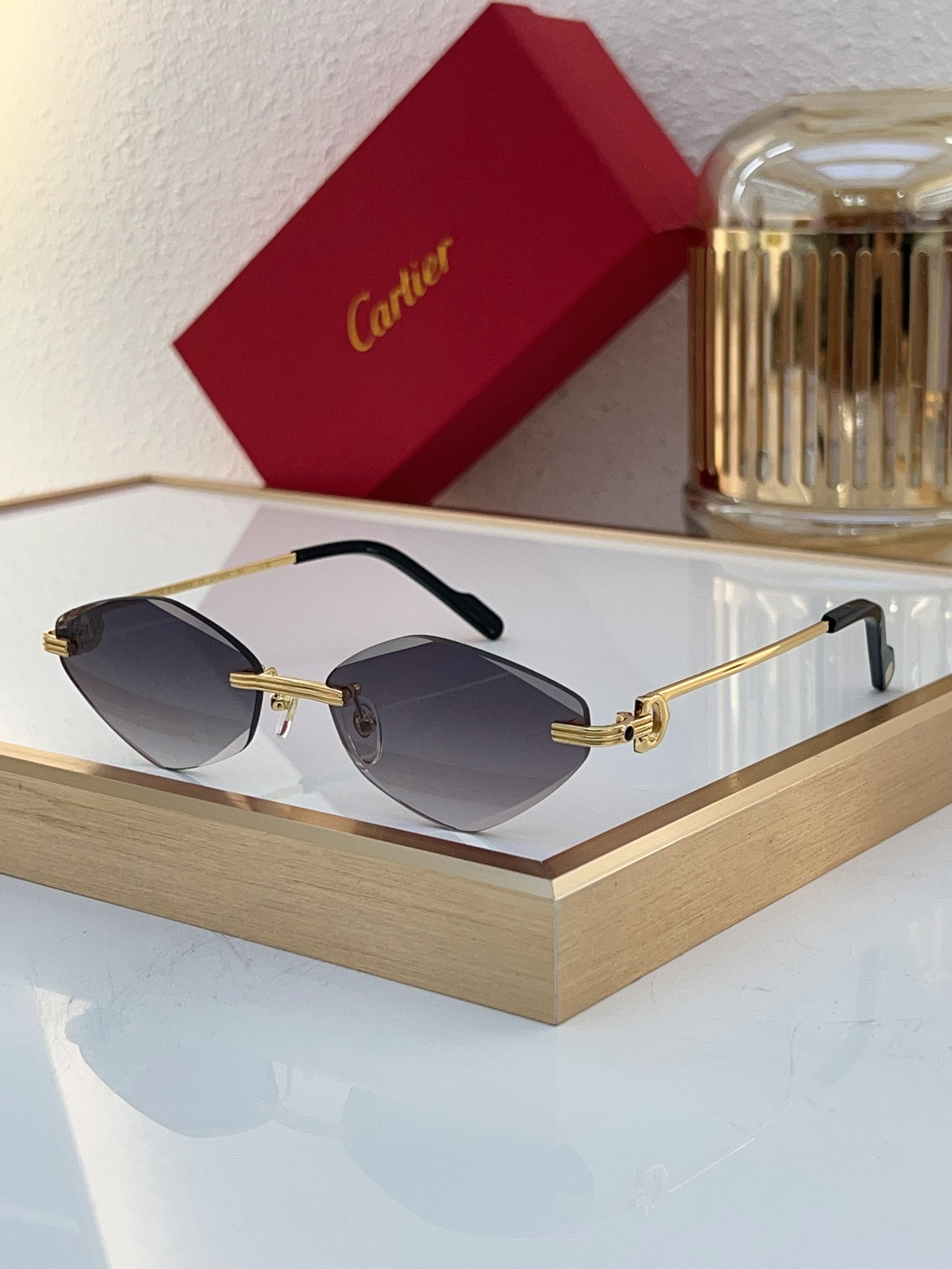 Cartier CT0626S Rimless Cat - Eye Sunglasses