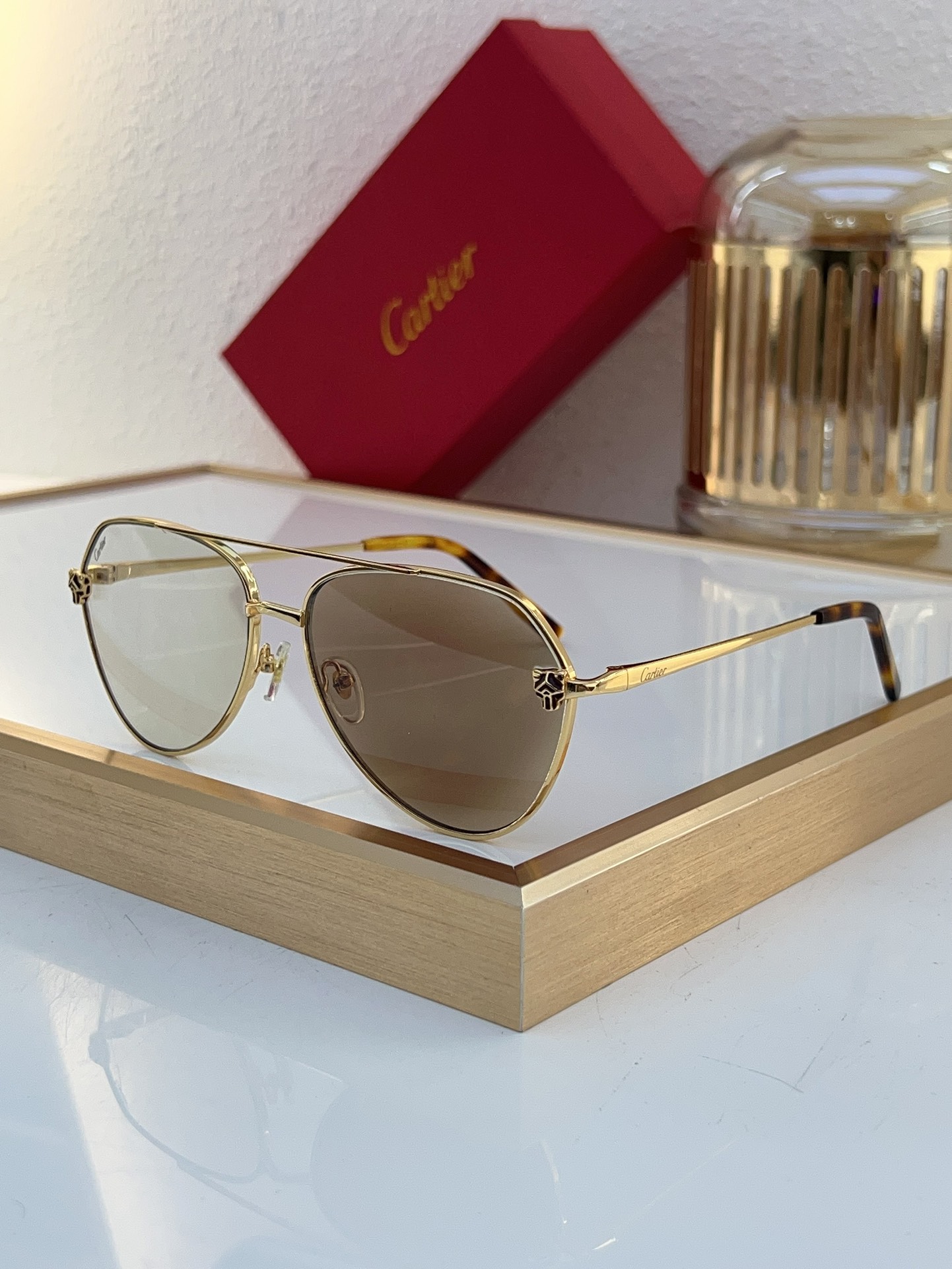 Cartier CT0622S Panther Head Aviator Sunglasses