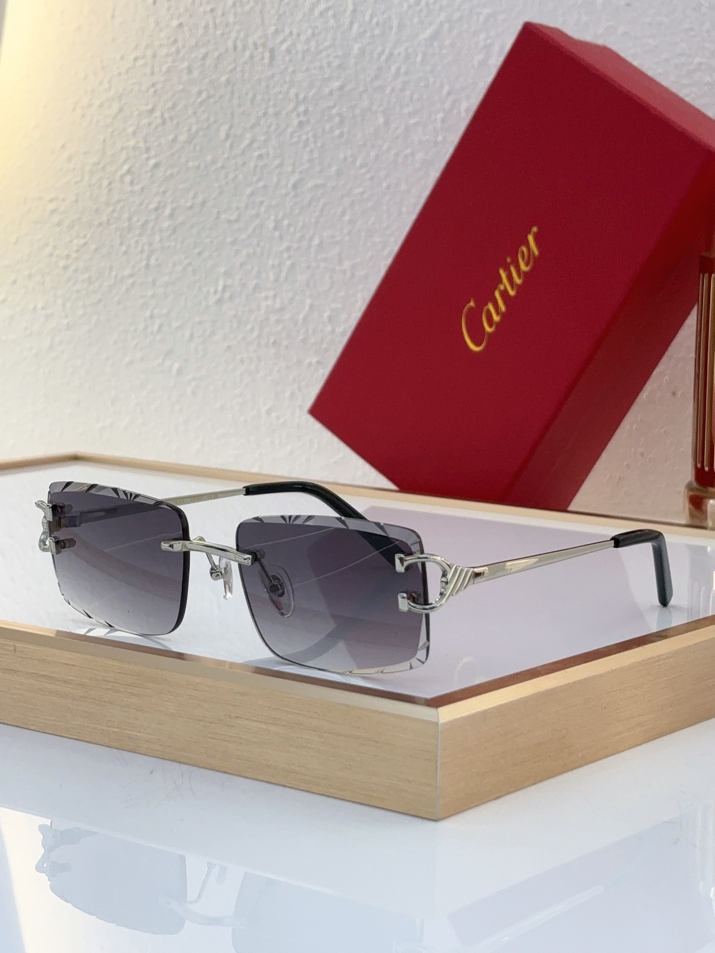 Cartier CT0622S Rimless Rectangular Sunglasses