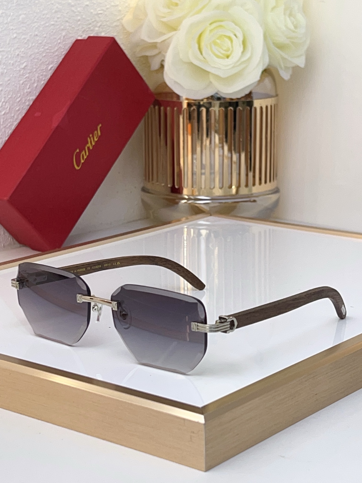 Cartier CT0621S Rimless Irregular - Shaped Sunglasses
