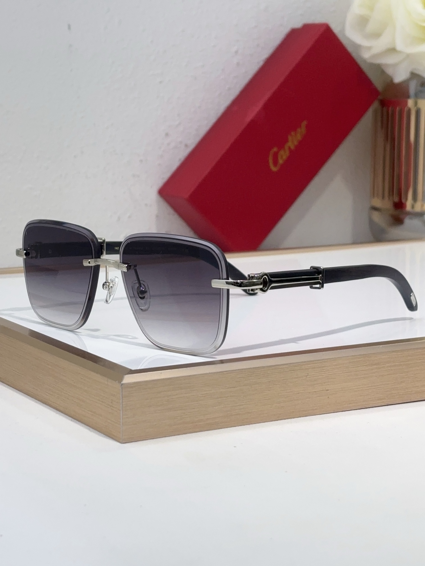 Cartier CT0607S Semi - Rimless Square Sunglasses